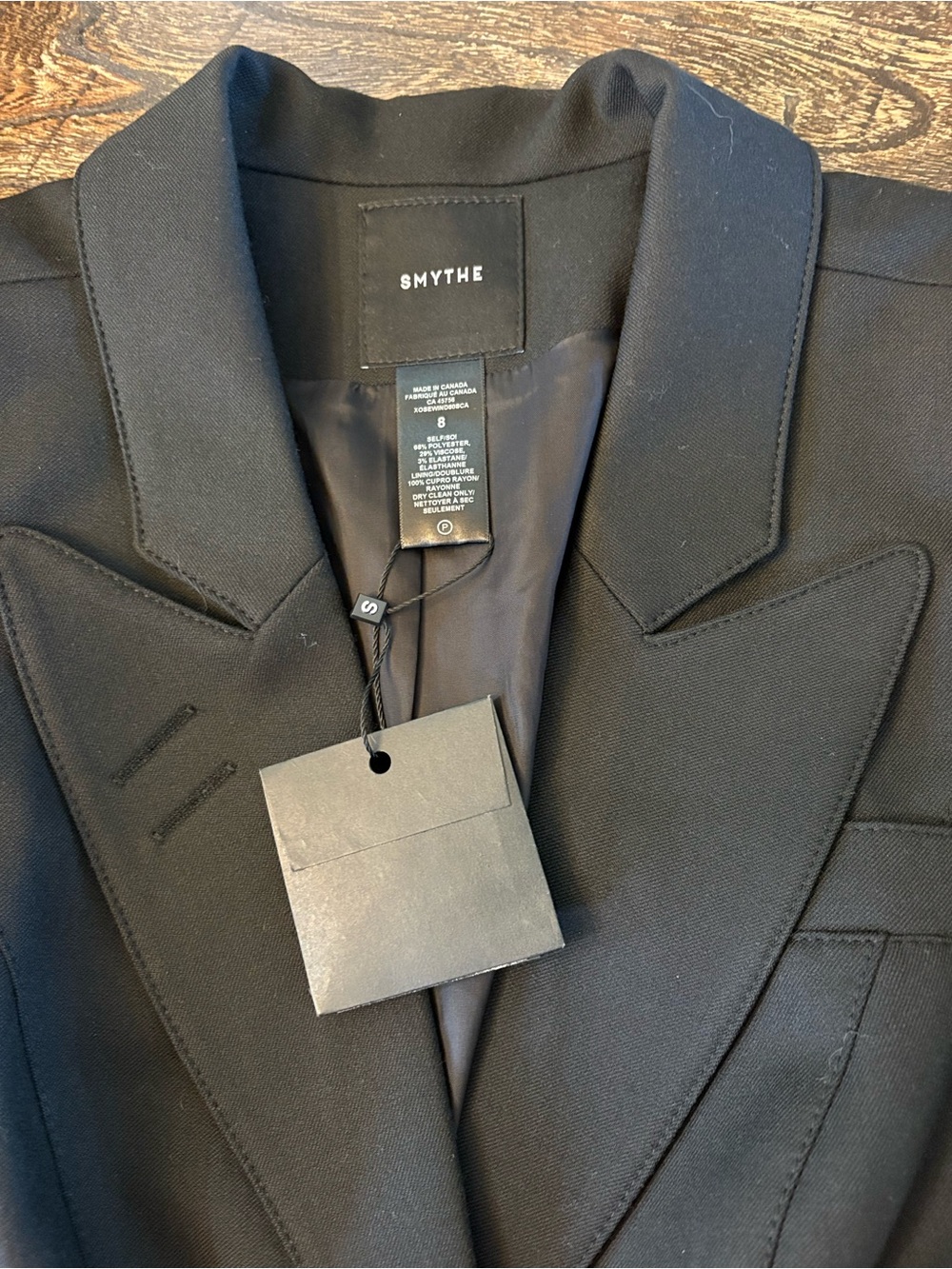 Smythe Duchess Blazer Women Size 8 Black NWT Gold Crest Button Cut-Out Back - Picture 5 of 10